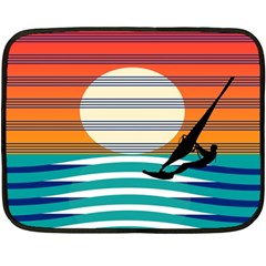 Waves Windsurfer Sun Fleece Blanket (mini) by Ravend