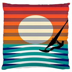 Waves Windsurfer Sun Large Flano Cushion Case (two Sides) by Ravend