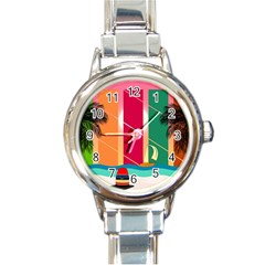 Beach Summer Wallpaper Round Italian Charm Watch