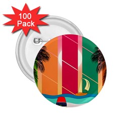 Beach Summer Wallpaper 2 25  Buttons (100 Pack) 