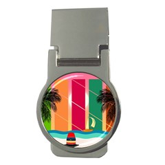 Beach Summer Wallpaper Money Clips (round)  by Ravend