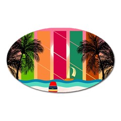 Beach Summer Wallpaper Oval Magnet by Ravend