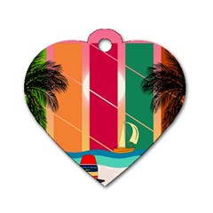 Beach Summer Wallpaper Dog Tag Heart (two Sides) by Ravend