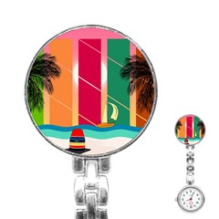 Beach Summer Wallpaper Stainless Steel Nurses Watch by Ravend