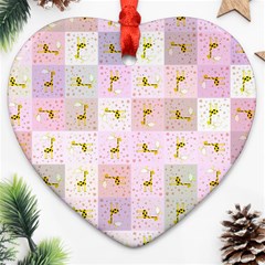 Giraffe Pattern Art Background Ornament (heart)