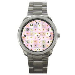 Giraffe Pattern Art Background Sport Metal Watch by Ravend