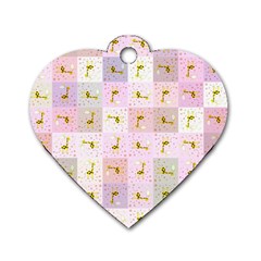 Giraffe Pattern Art Background Dog Tag Heart (one Side) by Ravend