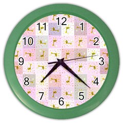 Giraffe Pattern Art Background Color Wall Clock by Ravend