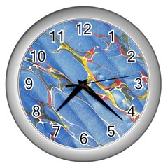 Art Marble Stone Rock Pattern Design Wallpaper Wall Clock (silver) by Ravend