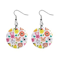 Cute Animals Cartoon Seamless Background Mini Button Earrings by danenraven