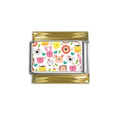 Cute Animals Cartoon Seamless Background Gold Trim Italian Charm (9mm)