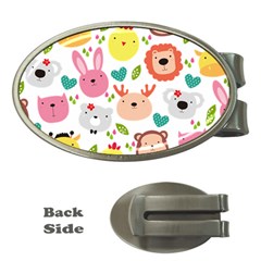 Cute Animals Cartoon Seamless Background Money Clips (oval)  by danenraven