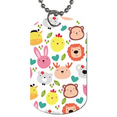 Cute Animals Cartoon Seamless Background Dog Tag (one Side) by danenraven