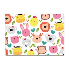 Cute Animals Cartoon Seamless Background Sticker A4 (10 Pack) by danenraven