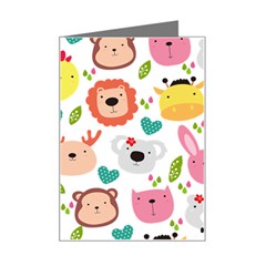 Cute Animals Cartoon Seamless Background Mini Greeting Card