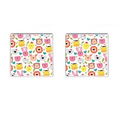 Cute Animals Cartoon Seamless Background Cufflinks (square) by danenraven