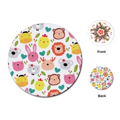 Cute Animals Cartoon Seamless Background Playing Cards Single Design (round) by danenraven