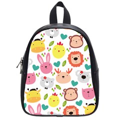 Cute Animals Cartoon Seamless Background School Bag (small) by danenraven