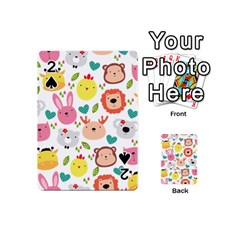 Cute Animals Cartoon Seamless Background Playing Cards 54 Designs (mini) by danenraven