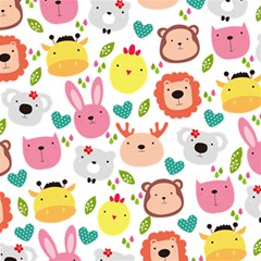 Cute Animals Cartoon Seamless Background Play Mat (square)