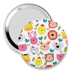 Cute Animals Cartoon Seamless Background 3  Handbag Mirrors by danenraven