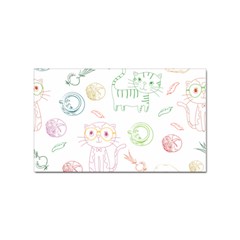 Cats And Food Doodle Seamless Pattern Sticker (rectangular) by danenraven