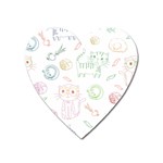 Cats And Food Doodle Seamless Pattern Heart Magnet Front