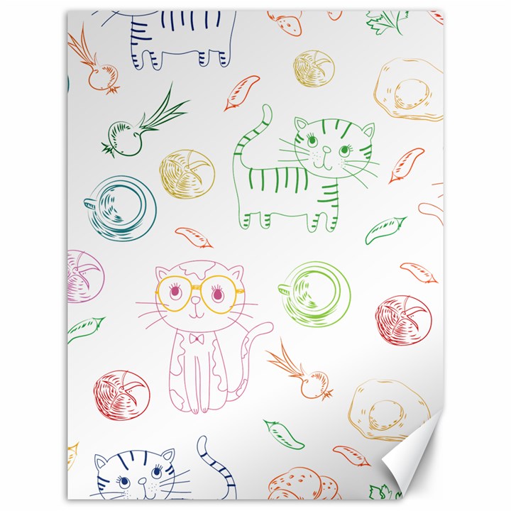 Cats And Food Doodle Seamless Pattern Canvas 12  x 16 