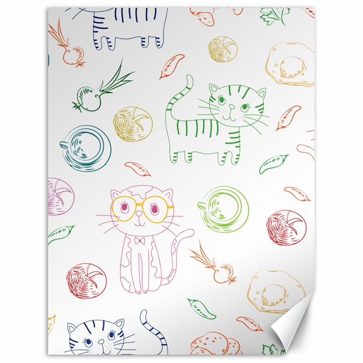 Cats And Food Doodle Seamless Pattern Canvas 18  x 24 