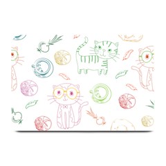 Cats And Food Doodle Seamless Pattern Plate Mats by danenraven