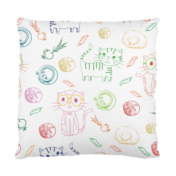 Cats And Food Doodle Seamless Pattern Standard Cushion Case (Two Sides)