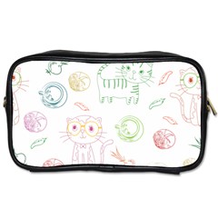 Cats And Food Doodle Seamless Pattern Toiletries Bag (one Side) by danenraven