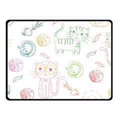 Cats And Food Doodle Seamless Pattern Fleece Blanket (small) by danenraven