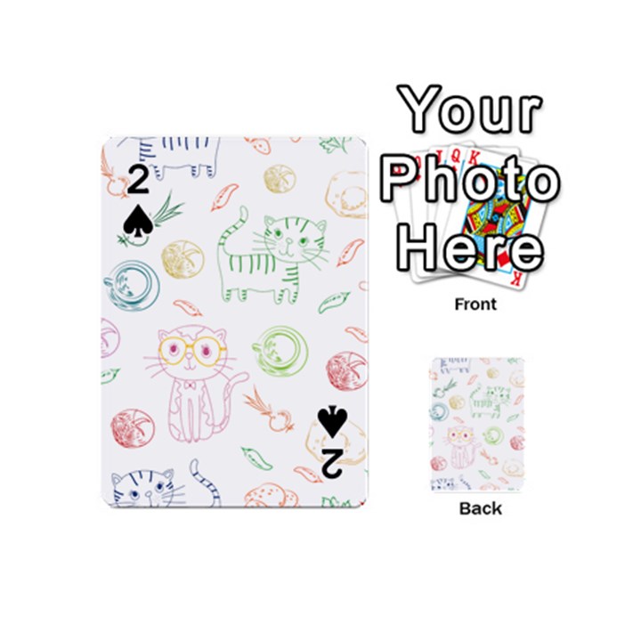 Cats And Food Doodle Seamless Pattern Playing Cards 54 Designs (Mini)