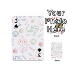 Cats And Food Doodle Seamless Pattern Playing Cards 54 Designs (Mini) Front - Spade3