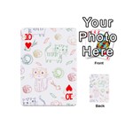 Cats And Food Doodle Seamless Pattern Playing Cards 54 Designs (Mini) Front - Heart10