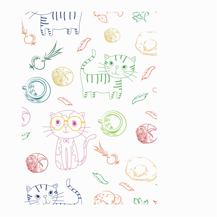 Cats And Food Doodle Seamless Pattern Large Garden Flag (Two Sides)