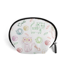 Cats And Food Doodle Seamless Pattern Accessory Pouch (small) by danenraven