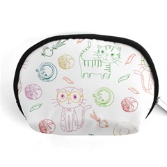 Cats And Food Doodle Seamless Pattern Accessory Pouch (medium) by danenraven