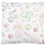 Cats And Food Doodle Seamless Pattern Large Flano Cushion Case (One Side) Front