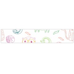 Cats And Food Doodle Seamless Pattern Large Flano Scarf 