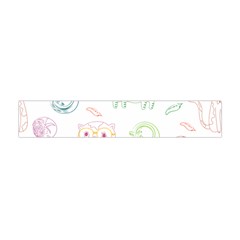 Cats And Food Doodle Seamless Pattern Flano Scarf (Mini)