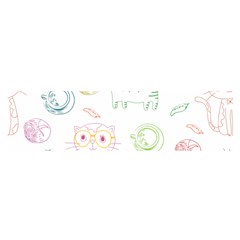 Cats And Food Doodle Seamless Pattern Oblong Satin Scarf (16  x 60 )