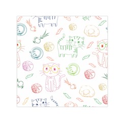 Cats And Food Doodle Seamless Pattern Square Satin Scarf (30  x 30 )