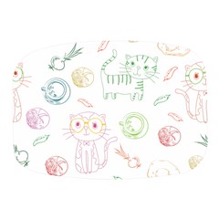 Cats And Food Doodle Seamless Pattern Mini Square Pill Box by danenraven