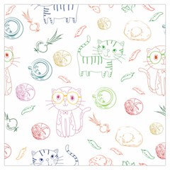 Cats And Food Doodle Seamless Pattern Lightweight Scarf 