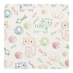 Cats And Food Doodle Seamless Pattern Banner And Sign 3  X 3 