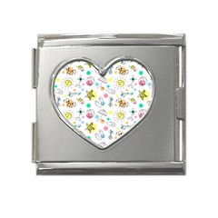 Summer Pattern Colorful Drawing Doodle Mega Link Heart Italian Charm (18mm)