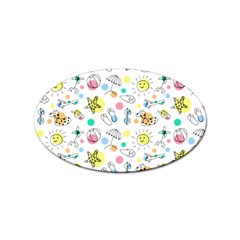 Summer Pattern Colorful Drawing Doodle Sticker Oval (10 Pack)