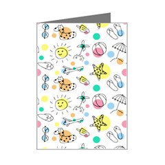 Summer Pattern Colorful Drawing Doodle Mini Greeting Card by danenraven